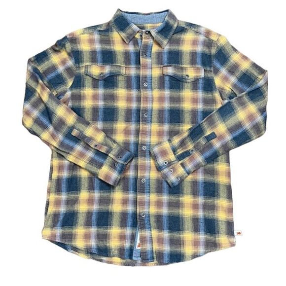 Dakota Grizzly Flannel 100% Cotton Charcoal Gray Gold Rust Soft Men's Size Large - Picture 1 of 13